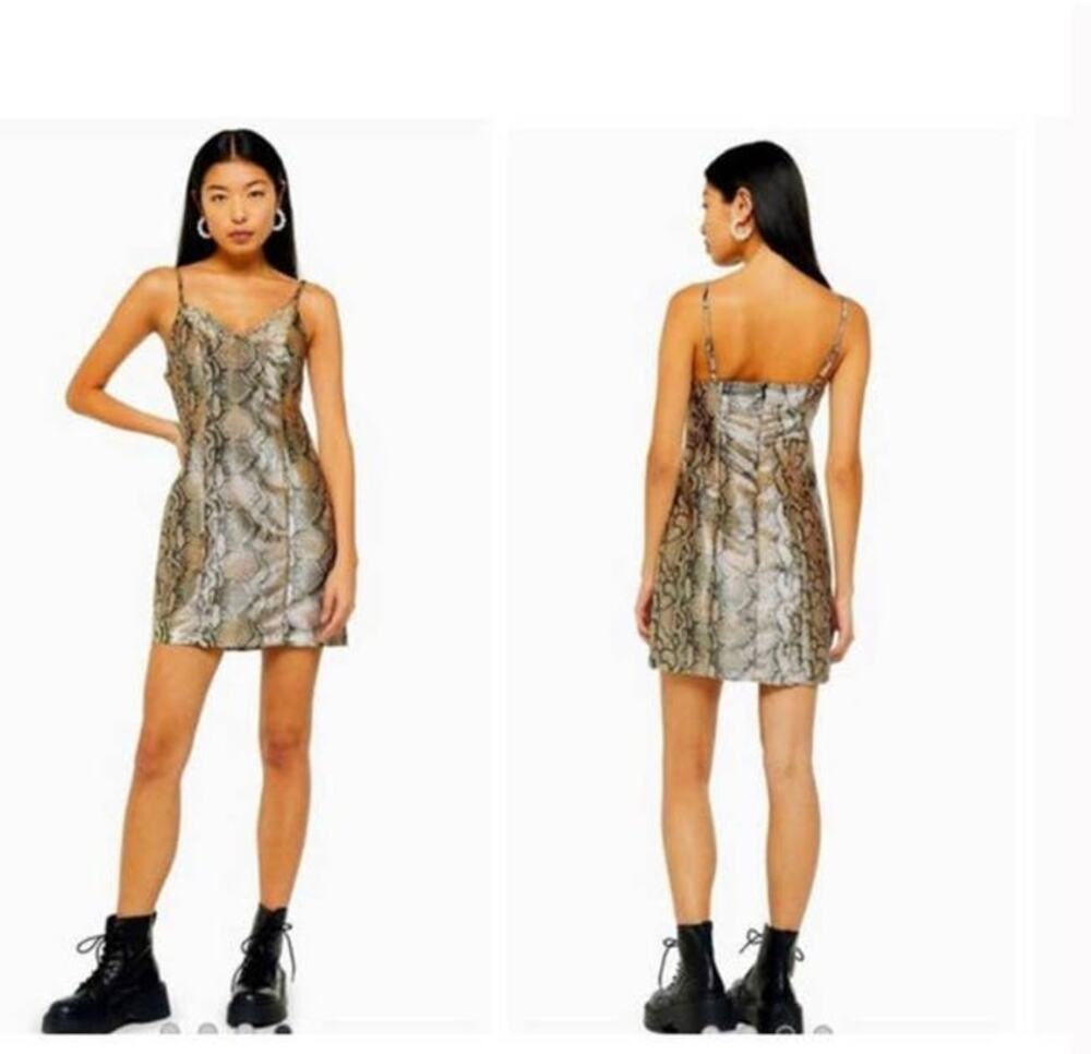 Topshop Snake Print Spagetti Strap Dress Size 6 NWT